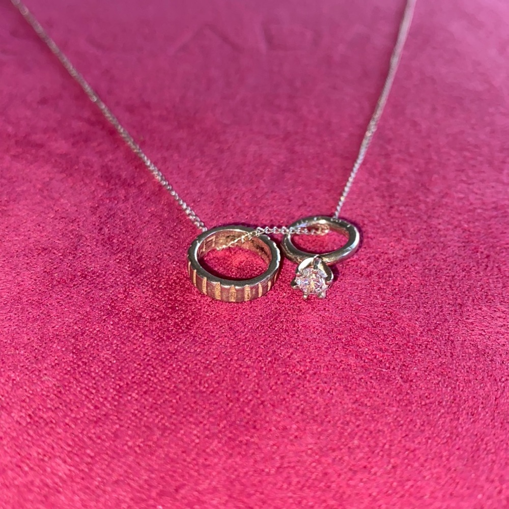 Tiny Sterling Engagement/ Wedding Set Necklace Vi… - image 3